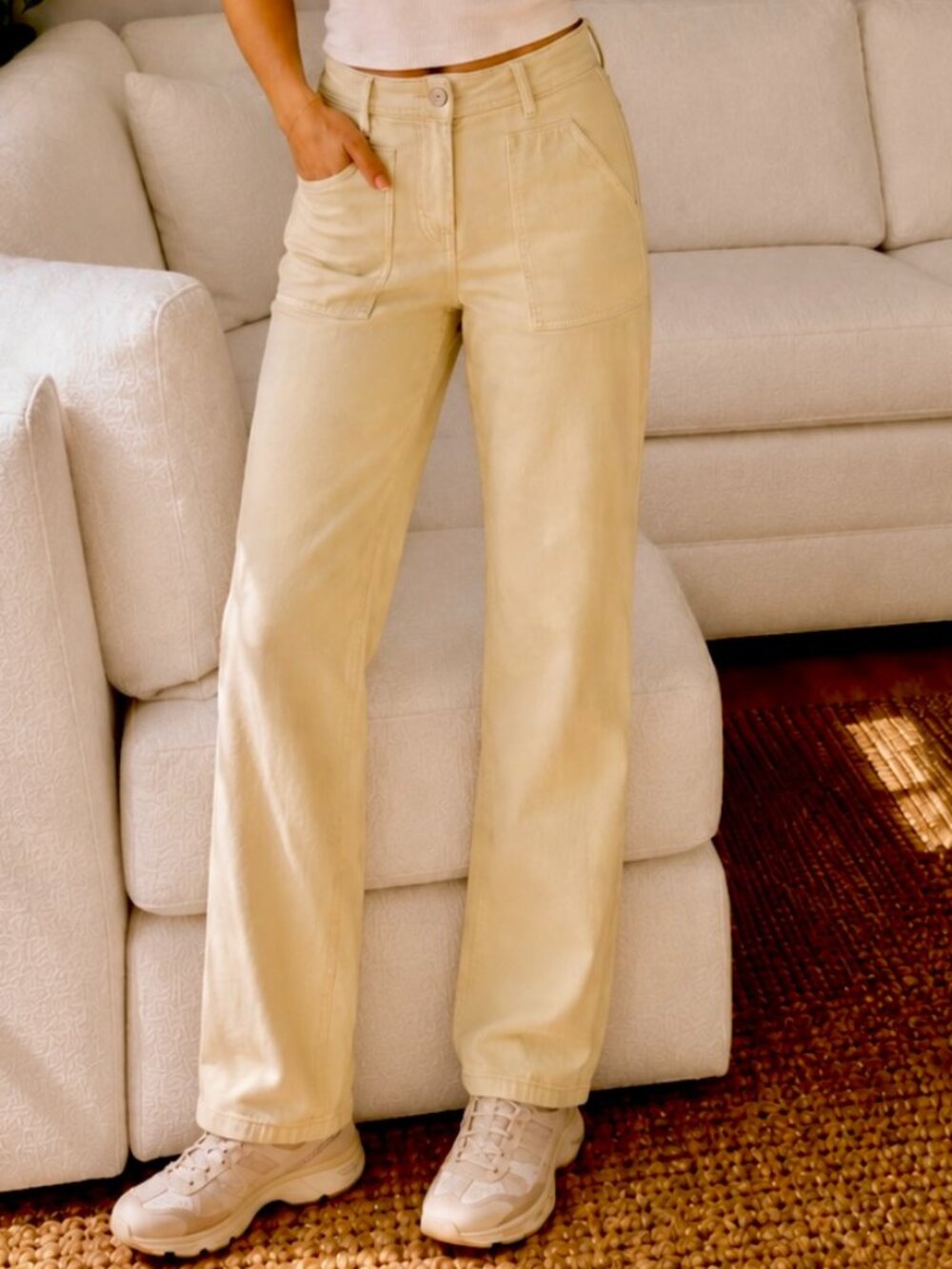 Wilfred Free Aritzia Butter Yellow Utility Straight Leg Pants Size 0 Hipster Y2K